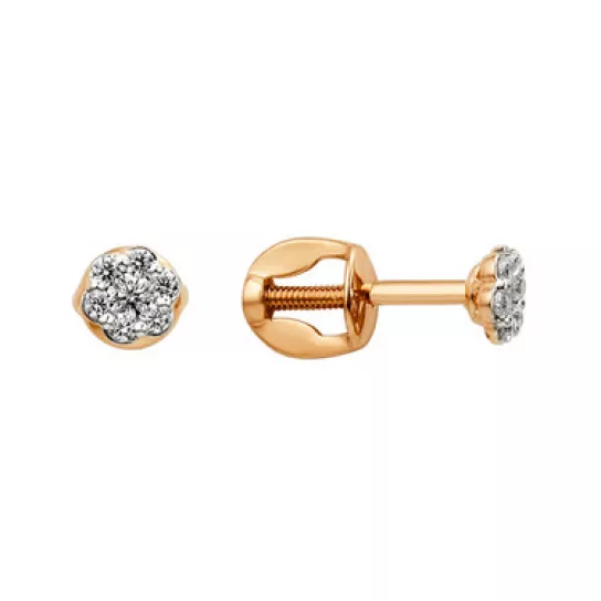 Пусеты с фианитом из золота