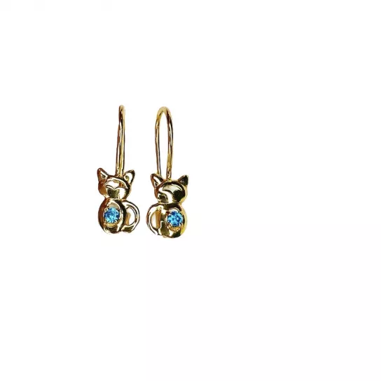 Серьги детские с фианитом из золота