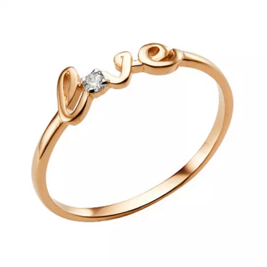 Кольцо с фианитом из золота