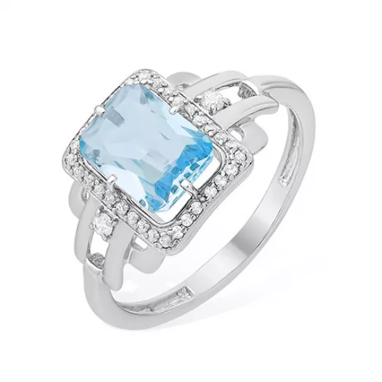 Кольцо с топазом и фианитом из серебра