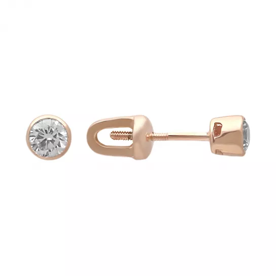 Пусеты с фианитом из золота