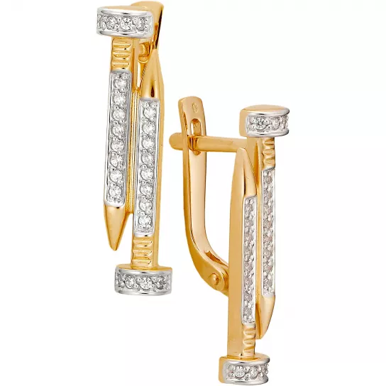 Серьги с фианитом из золота