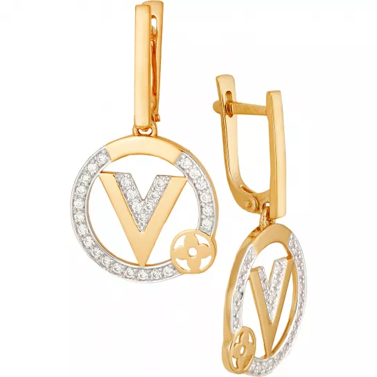 Серьги с фианитом из золота