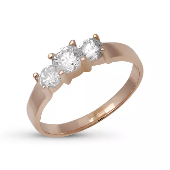 Кольцо с фианитом из золота