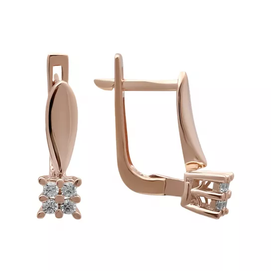 Серьги с фианитом из золота