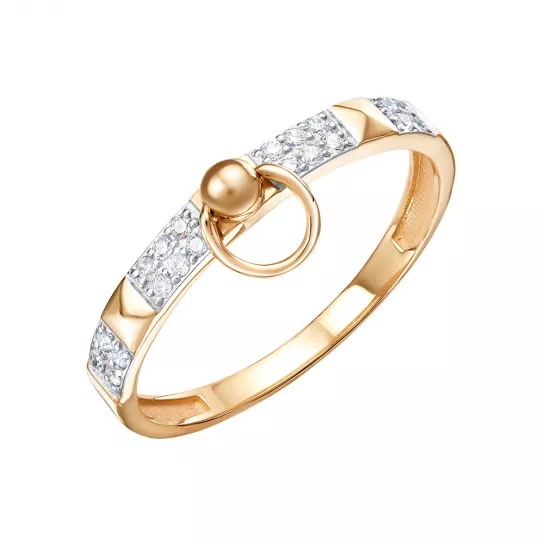 Кольцо с фианитом из золота