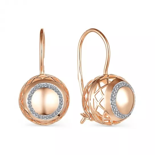 Серьги с фианитом из золота