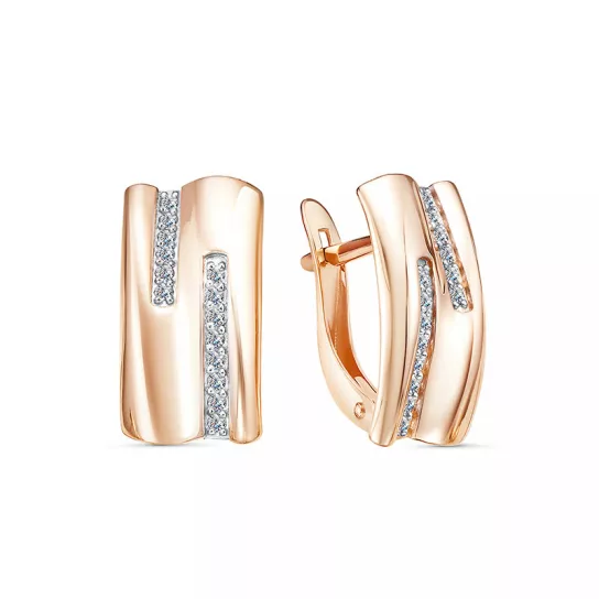 Серьги с фианитом из золота