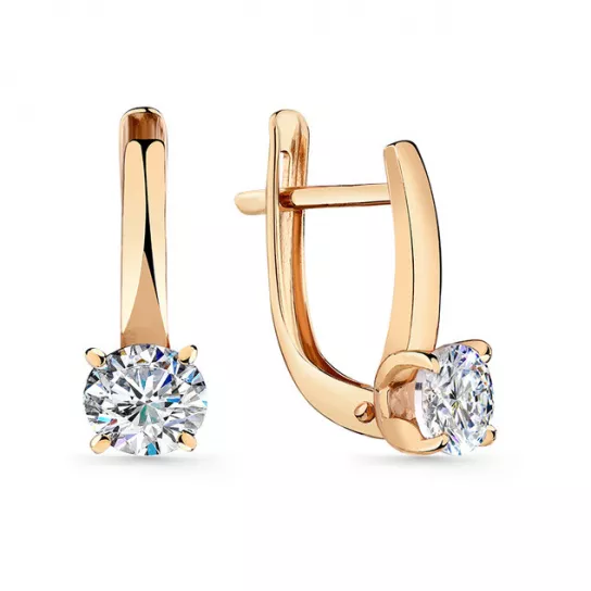 Серьги с фианитом из золота