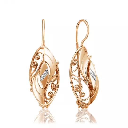 Серьги с фианитом из золота