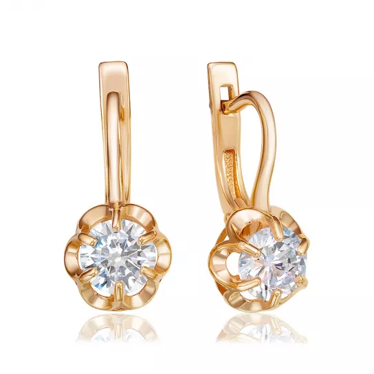 Серьги с фианитом из золота