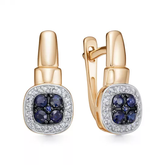 Серьги с бриллиантами с сапфиром из золота