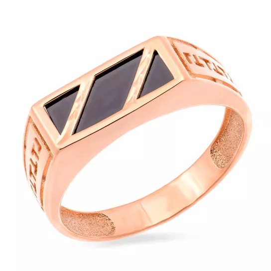 Кольцо-печатка с фианитом из золота