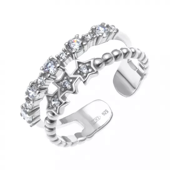 Кольцо с фианитом из серебра